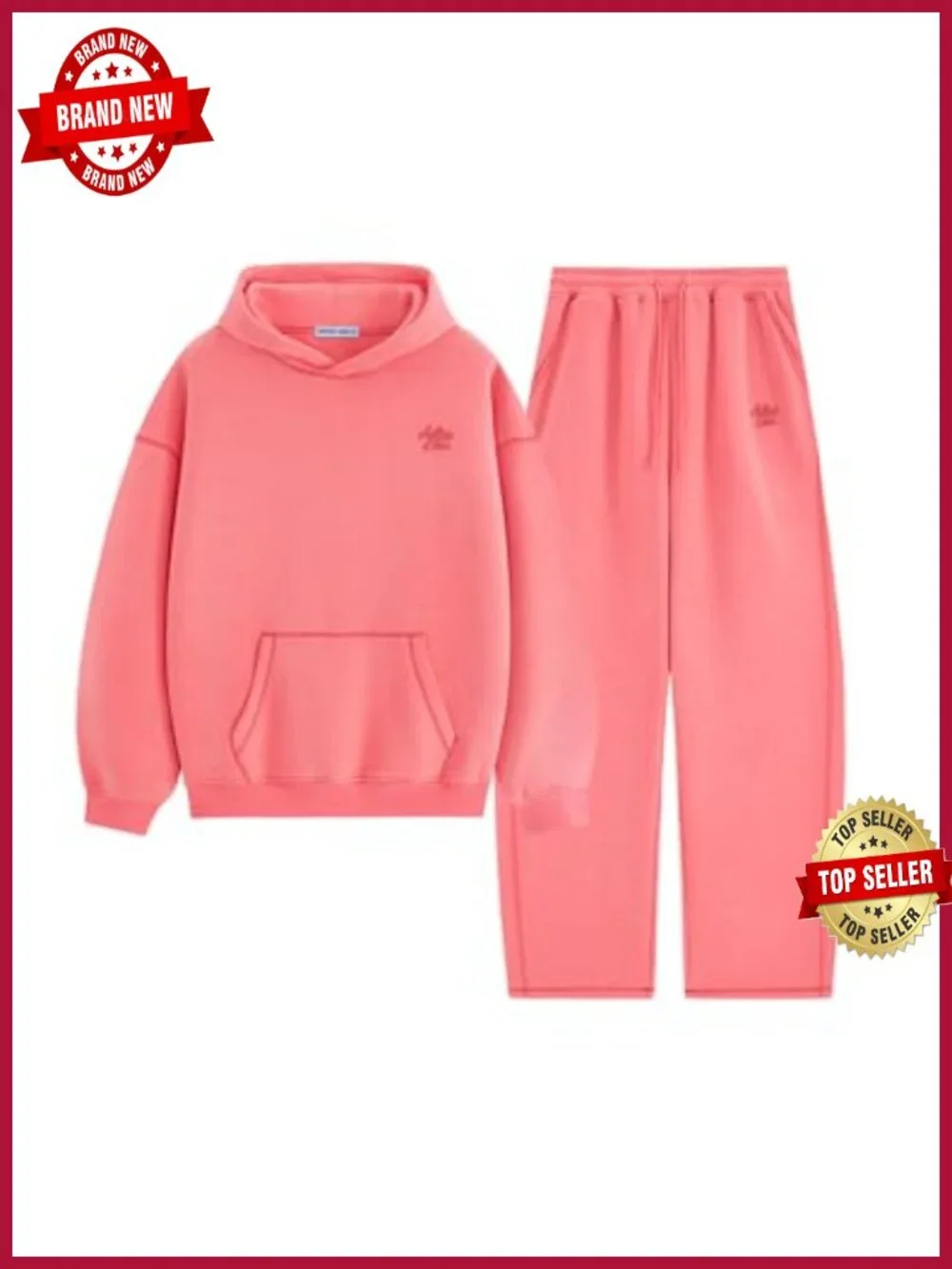Fleece Oversized Hoodie and Baggy Sweatpants 2 Piece Matching Set